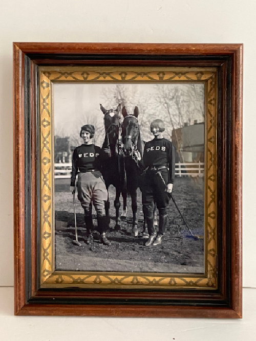 Vintage equestrian photo of two women polo players from the1920s