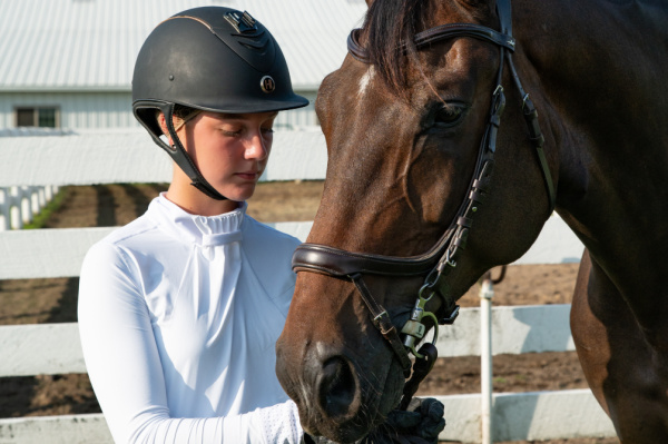 best equestrian show shirt white upf 50+ material with built in stock tie